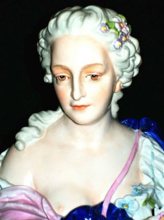 Antique German Dresden Kister Lady Marie Antoinette Porcelain Bust Figurine