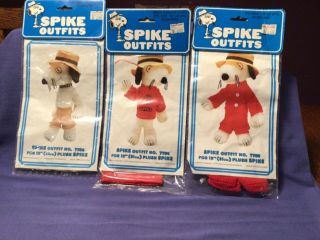 Snoopy Peanuts Spike Outfits Cut Off Shorts,  T Shirt,  Long Johns Fits 12” Plush