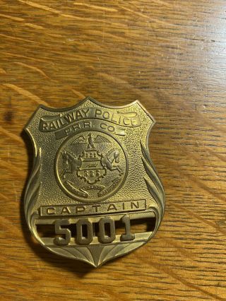Obsolete Vintage Pennsylvania Railroad Prr Police Captain Badge 5001