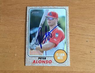Peter Alonso Mets Signed Autograph 2017 Topps Heritage Minors Rc Baseball Card