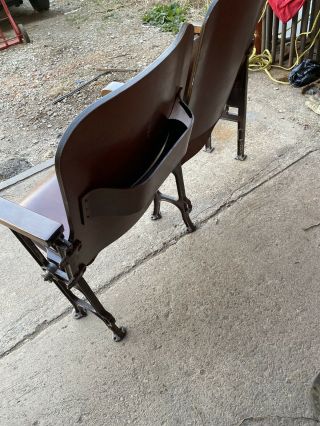 Antique Vintage cast iron folding Theater Opera Bench Industrial Porch Chairs 4
