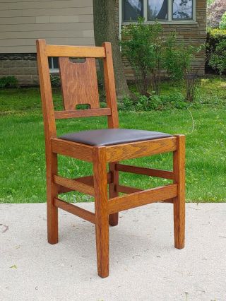 Gustav Stickley Antique H Back Desk Vanity Chair Mission Oak Arts & Crafts 398