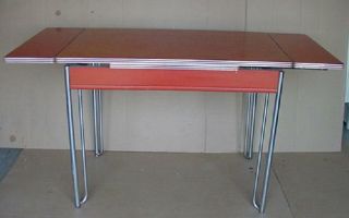 Vintage Formica And Chrome Kitchen Table Farmhouse Country Kitchen W/2 Leaves
