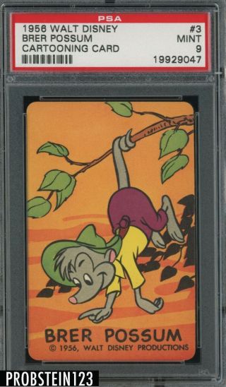 1956 Walt Disney Cartooning Card 3 Brer Possum Psa 9
