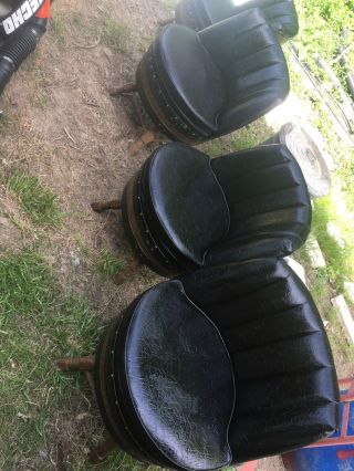 Vintage Whiskey Barrel Table 4 Big Heavy Chairs Set In Bold Black Look Great