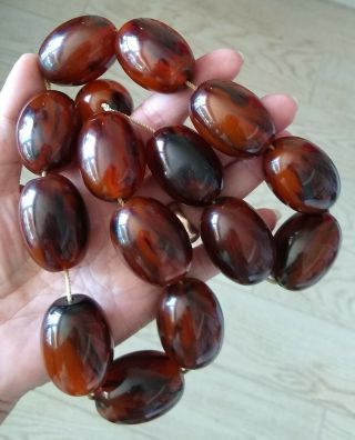 Vintage Huge Large Amber Bakelite Faturan Islamic Prayer Beads 390 Grams