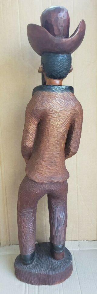 Vintage & Hand Carved Haitian Man Large Wood Statue Naif Folk Art Haiti 2