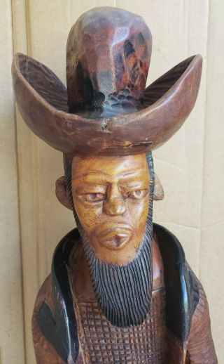 Vintage & Hand Carved Haitian Man Large Wood Statue Naif Folk Art Haiti 4