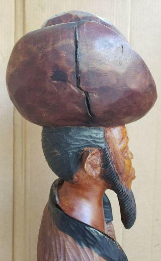 Vintage & Hand Carved Haitian Man Large Wood Statue Naif Folk Art Haiti 5