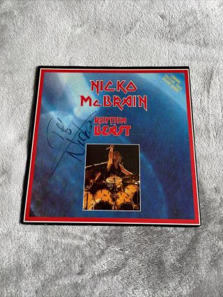 Nicko Mcbrain Rhythm Of The Beast 7” Emi Records Nicko 1 Rare Signed Iron Maiden