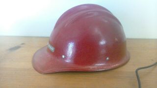 Vintage Red Bullard 502 Fiberglass Hard Boiled Hard Hat With Liner Rare