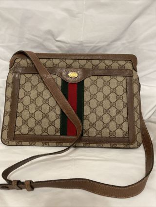 Rare Vintage Gucci Leather Web Ophidia Gg Shoulder Bag Purse