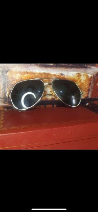 Vintage Cartier Vendome Louis Platinum Finish Men Sunglasses Frame Size 56m