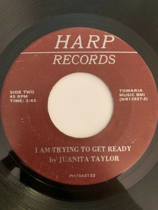 Obscure Gospel Soul 45/ Juanita Taylor " I Am Trying To Get Ready " Harp Vg,