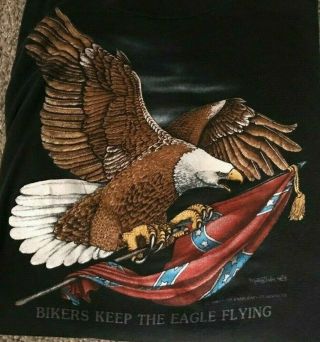 Rare Vtg 1986 - 88 3d Harley T - Shirt / Xl / Signed / Eagle Flag / B.  H.  Sturgis