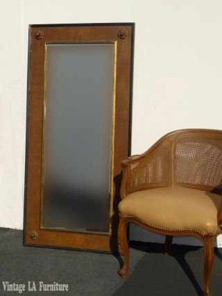 Vintage Mid Century Brown & Gold Solid Wood Full Length Wall Mirror