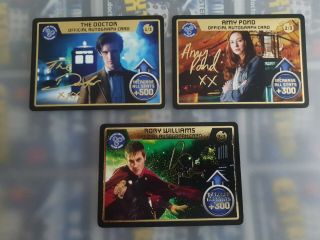 Set Of 3 Doctor Who Monster Invasion Extreme " Autograph " Cards: Doctor,  Amy Rory