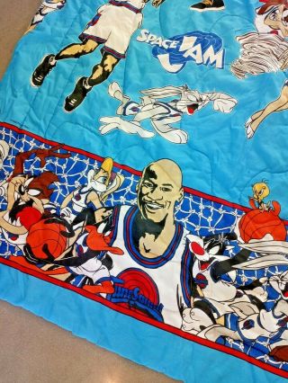 Vintage 90s Space Jam Comforter Blanket 1996 Tune Squad Michael Jordan 86x60 2