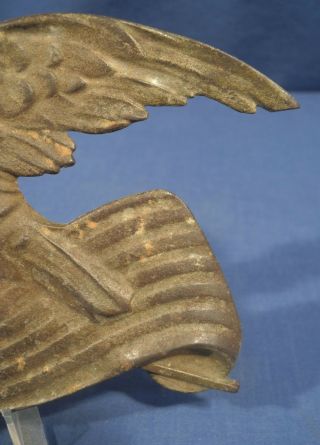Vintage Antique American Bald Eagle over Flag Cast Iron Plaque Very Old Rare 4