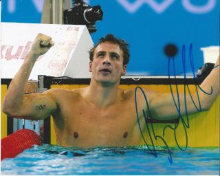 Usa Swimmer Ryan Lochte Signed 8x10 Photo 5 London 2012 Olympics Gold Medal