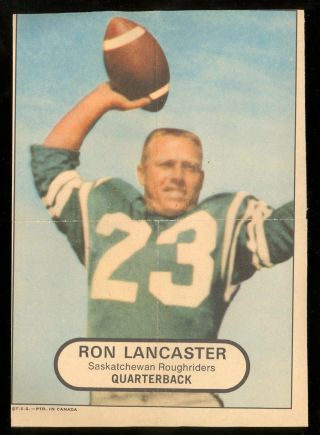1968 Opc Poster Inserts Cfl Football Ron Lancaster Saskatchewan Roughriders