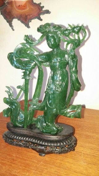 Divine Vintage Chinese Lady Meiren Jade / Nephrite Carving / Statue 8.  5 "