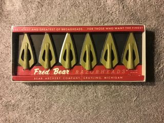 Fred Bear Archery Company Vintage Box With 12 Razorhead Broadheads