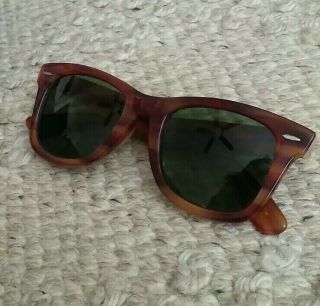 Vtg 60s 70s B&l 5022 Ray - Ban Usa Wayfarer Tortoise Blonde Thick Frame Sunglasses