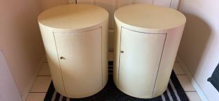 Rare Vintage Mid Century Modern Cylindrical Side Tables Made In Italy Storage