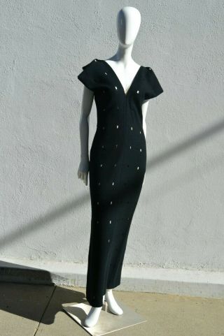 Vintage Jil Sander Long Maxi Dress Black Gown Sz 38 Windows Like Cuts Modernist