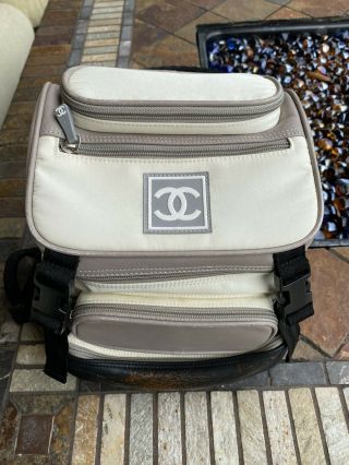Authentic Vintage Chanel Cc Logo Sports Grey Canvas Backpack