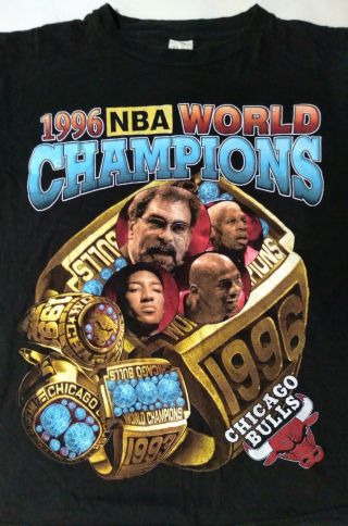 Vintage 1996 Nba Chicago Bulls World Champs T - Shirt Size Xl 2 - Sided Rap Hip Hop