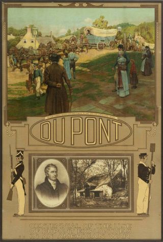 1912 Dupont Gunpowder Chromolithograph Advertising Calendar / Sign 20x30
