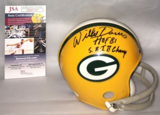 Willie Davis Signed Green Bay Packers Mini Helmet Jsa Authenticated Jj08747