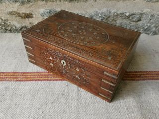 An Antique Brass Inlaid Anglo Indian Chiniot Box