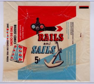 1955 Topps Rails & Sails 5 Cent Wrapper From Pack Of Cards Bazooka Ad