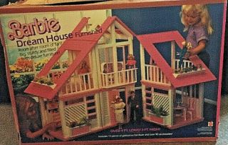 Vintage 1985 Authentic Barbie Dream House Pink A Frame With Box