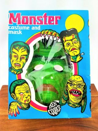 1973 Ben Cooper Frankenstein Monster Box Vintage Costume Mask Retro Graphics