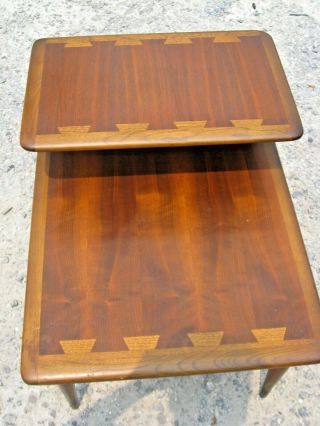 Lane Mid - Century Modern Dovetail Inlaid Step Side End Tables 0900 - 07 5