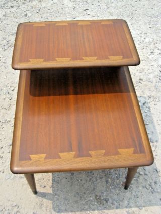 Lane Mid - Century Modern Dovetail Inlaid Step Side End Tables 0900 - 07 6
