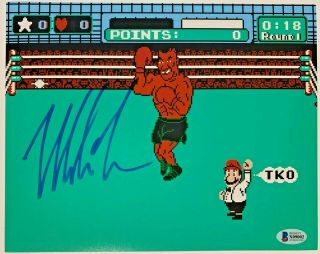 Mike Tyson Signed 8x10 Punch Out Photo Autographed Beckett Bas