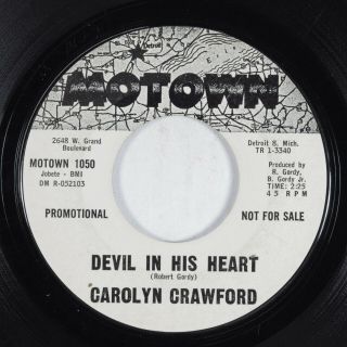Northern Soul 45 Carolyn Crawford Devil In His Heart Motown Promo Hear