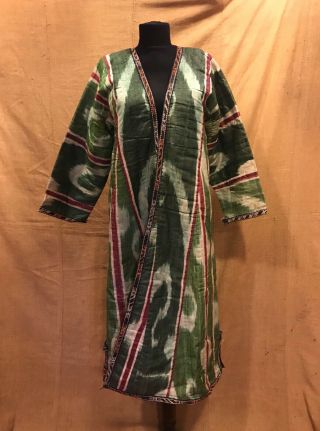Vintage Uzbek Silk İkat Chapan,  Robe Caftan Clothes,  Hippie Bohemian Jacket