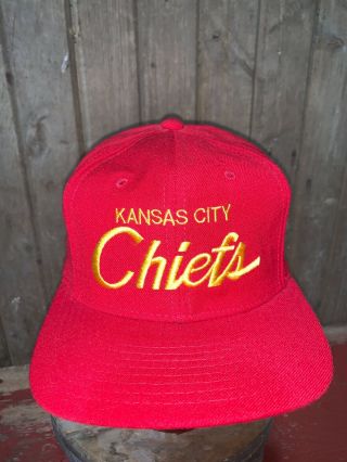 VINTAGE 80s Kansas City Chiefs NFL Sports Specialties Wool Hat Snapback Youngan 2