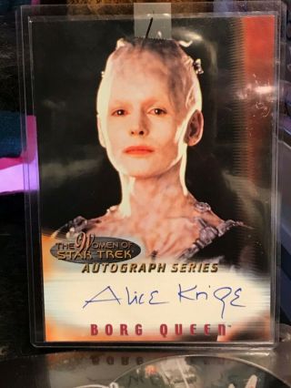 Star Trek Women In Motion: A4 Alice Krige " Borg Queen " Autograph Card 5”x7” 1