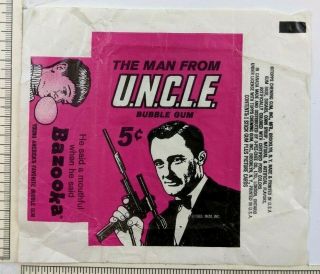 1965 The Man From Uncle Bazooka Gum Card Wax Wrapper Robert Vaughn Topps