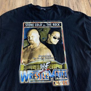 Vintage 2001 Wwf Wrestlemania X - Seven 17 Stone Cold Vs The Rock T - Shirt Size 2xl