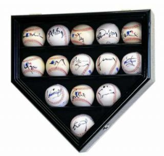 14 Baseball Display Case Cabinet Holder Rack Home Plate Shaped W/98 Uv