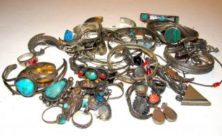 Vintage Native American Sterling Silver 925 Jewelry & More Scrap 509 Gr