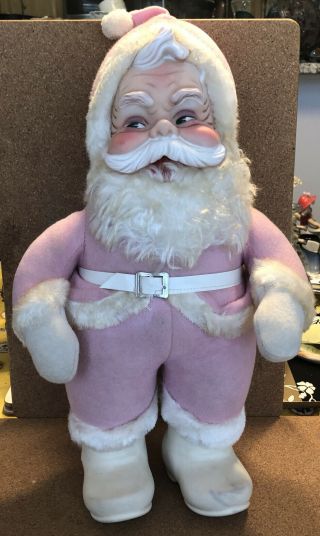 Vintage Pink Rushton Co Santa Claus Rubber Face Boots 16”